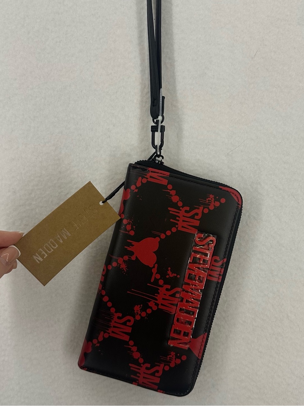 Steve Madden Dripping Hearts Wallet Wristlet Black Red Goth Punk Alternative NWT
